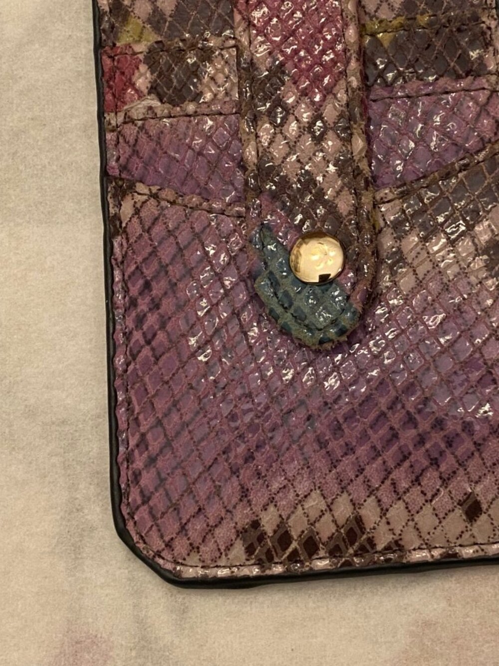 Aimee Kestenberg Patent Leather CC Wallet. 4 CC Slots, Zip Pocket Multicolor EUC